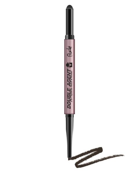 Rude Cosmetics Double Agent 2 in 1 Eyebrow Pencil & Powder Black Brown Rude Cosmetics Double Agent 2 in 1 Eyebrow Pencil & Powder Black Brown