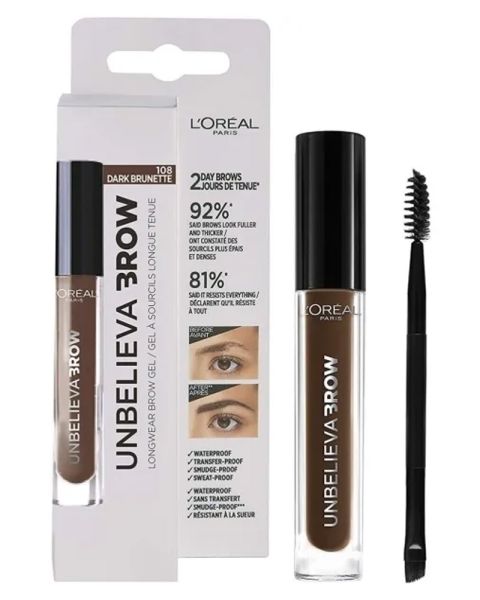 L'oréal Unbelieva Brow Longwear Brow Gel - 108 Dark Brunette L'oréal Unbelieva Brow Longwear Brow Gel - 108 Dark Brunette