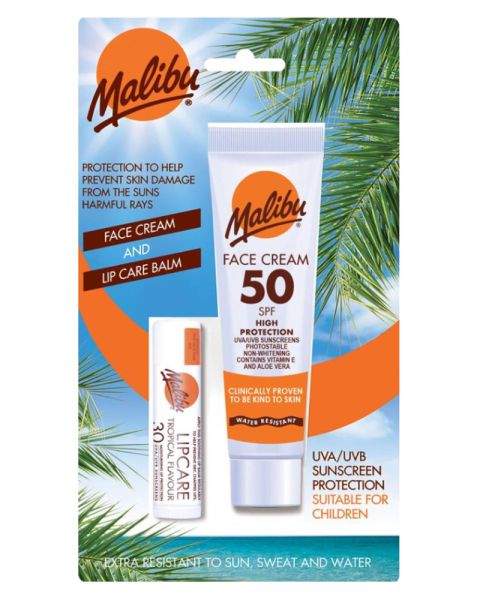 Malibu Face Cream SPF 50 and Lip Care Balm SPF 30