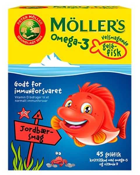 Møllers Tran Omega-3 Gelé-Fisk Jordbær Møllers Tran Omega-3 Gelé-Fisk Jordbær