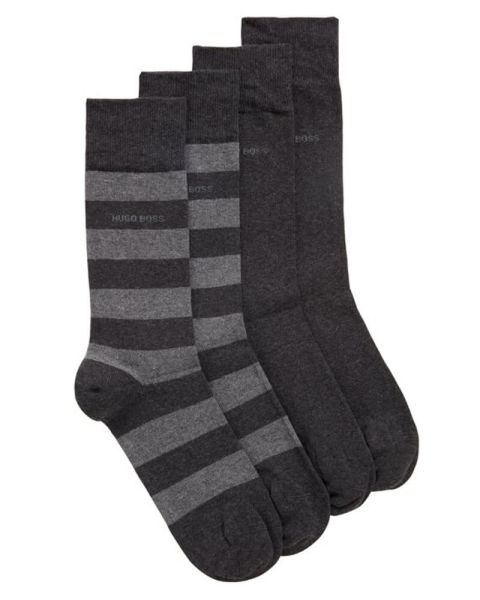 Hugo Boss 2er Pack Socken - Block Stripe Grau (Gr. 39-42)